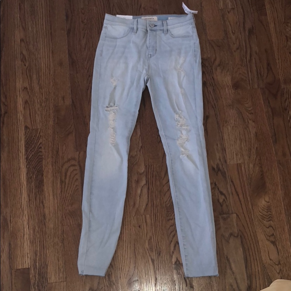 PacSun Light Wash Ripped Angle Jeggings